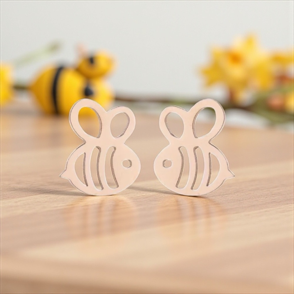 Adorable Rose Gold Bee-Shaped Stud Earrings - NWOT